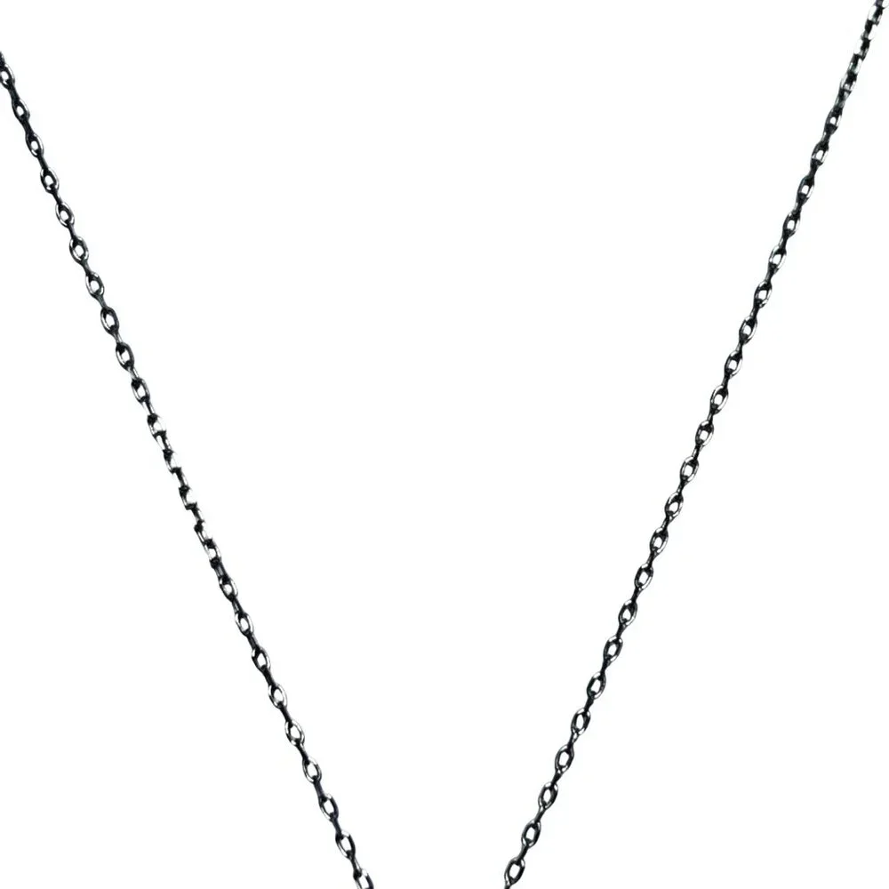 Sterling Silver Cable Chain Necklace W/ Clear Rhinestone Pendant Signed (5922) - Picture 2 of 6